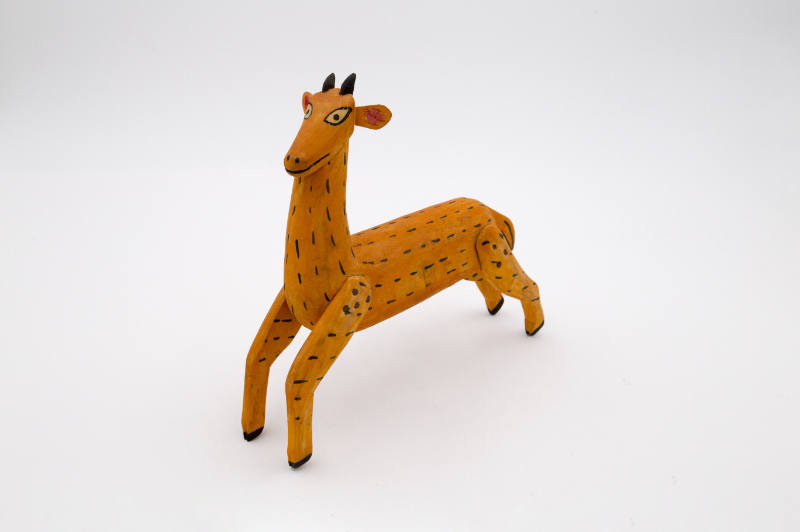 Artist unidentified, (1805-1900), “Orange Animal,” Oaxaca, Mexico, c. 1980, Paint on wood, 8 x …