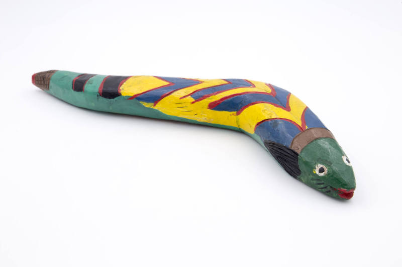 Artist unidentified, “Green Snake”, Mexico, c. 1978, Paint on wood, 
3 x 17 x 3 in., Collectio…