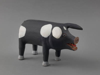 David Alvarez, (1953–2010), “Black and White Pig,” Sante Fe, New Mexico, c 1980's, Paint on cot…