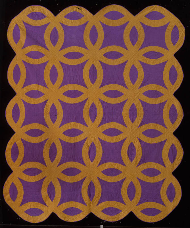 Emily Hasbrouck, “Double Wedding Ring Quilt,” Found in Albany, New York, 1930–1940, Cotton, 90 …