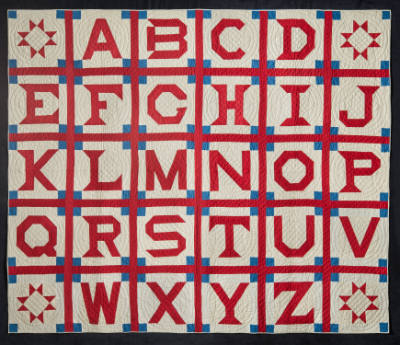 Artist unidentified, “Alphabet Quilt”, Pennsylvania, Early twentieth century, Cotton, 76 x 90 i…