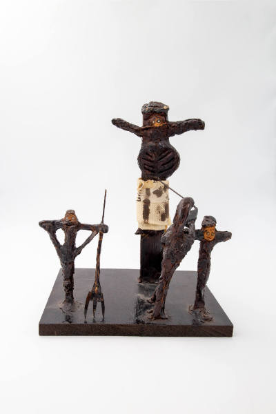 Dilmus Hall, (1900-1987), “Crucifixion,” Athens, Georgia, c. 1980, Paint on wood with mixed med…