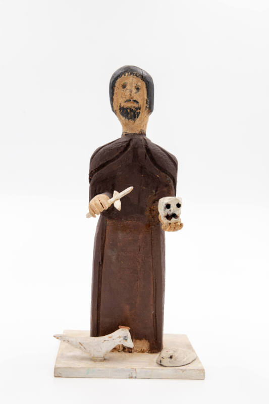 Alejandro Sandoval, (1896–1989), “Bulto: St. Francis,” Santa Fe, New Mexico, 1985, Paint on woo…