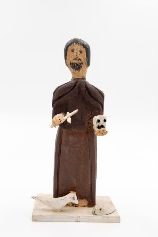 Alejandro Sandoval, (1896–1989), “Bulto: St. Francis,” Santa Fe, New Mexico, 1985, Paint on woo…