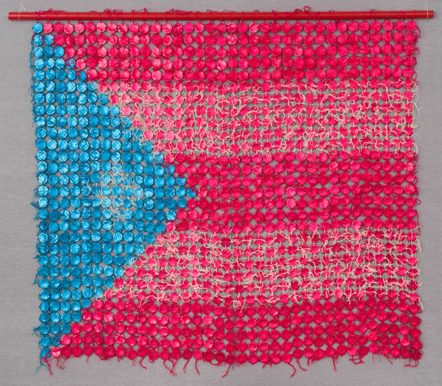 Drunell Levinson, “Vieques”, New York City, n.d., Aluminum-wrapped condoms with embroidery thre…