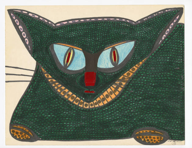 Ted Gordon, “Untitled: Cat”, Laguna Hills, California, n.d., Felt-tip pen, and tape on cardboar…