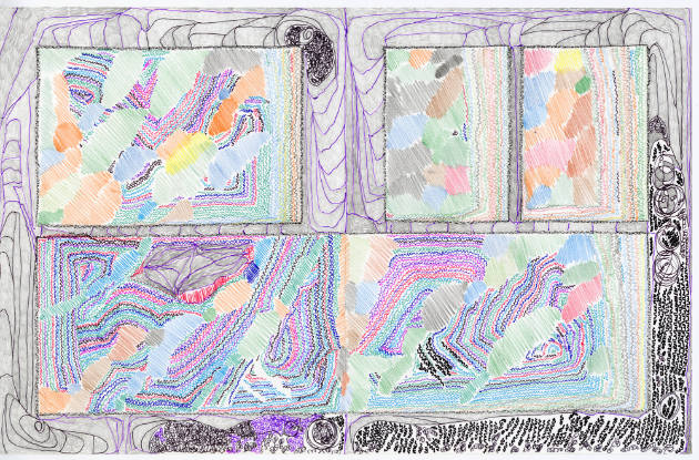 Susan Te Kahurangi King, “Untitled (double-sided)”, Auckland, New Zealand, 2018, Colored pencil…