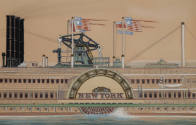 James Bard, (1815–1897), “New York Hudson River Line Sidewheeler”, New York City, 1888, Waterco…