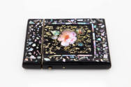Artist unidentified, “Card Case”, London, England, c. 1850, Paint, gold leaf, and mother-of-pea…
