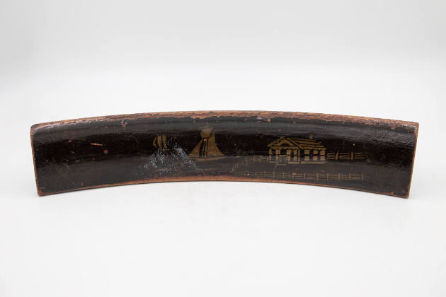 Artist unidentified, “Chair Top”, Eastern United States, n.d., Paint on wood, 3 1/4 x 16 3/4 x …