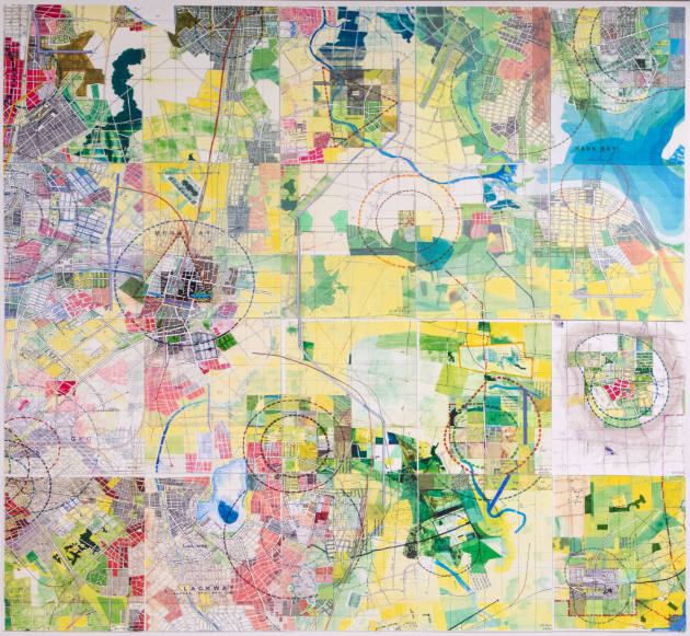 Jerry’s Map (Twenty Panels, Generation V)
Jerry Gretzinger (b. 1942)
Photo by American Folk A…