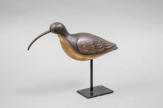 Daniel Lake Leeds, (1852–1922), “Hudsonian Curlew”, New Jersey, 1900-1910, Paint on wood, 13 × …