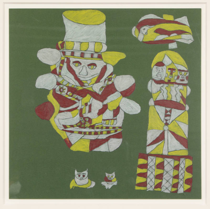 Yumoto Mitsuo,  “Remains”, Japan, 2004, Pencil and colored pencil on colored board, 14 1/4 x 14…