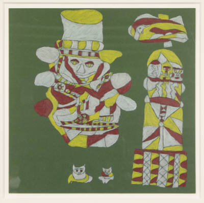 Yumoto Mitsuo,  “Remains”, Japan, 2004, Pencil and colored pencil on colored board, 14 1/4 x 14…