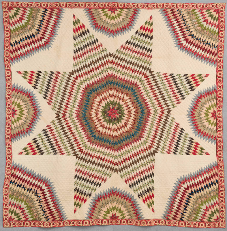 Elizabeth E. Moseman, “Star of Bethlehem Quilt”, Port Chester, New York, c. 1850, Pieced cotton…