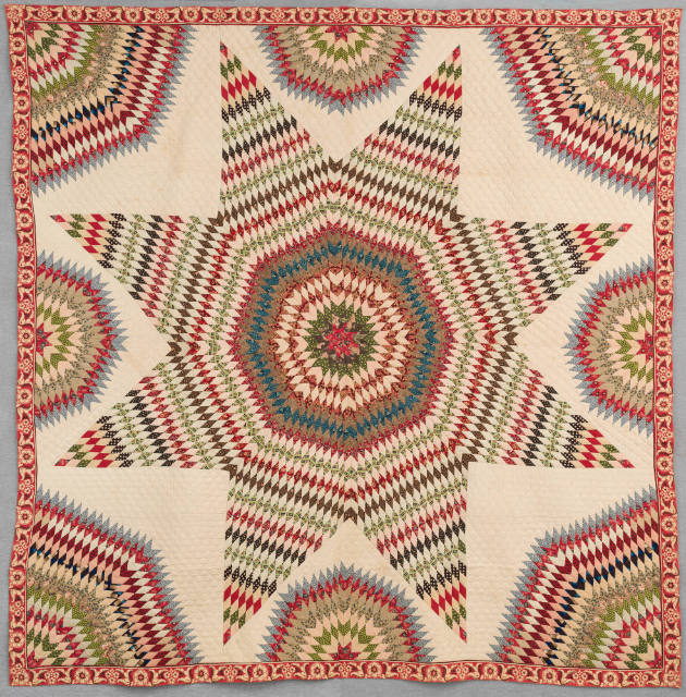 Elizabeth E. Moseman, “Star of Bethlehem Quilt”, Port Chester, New York, c. 1850, Pieced cotton…
