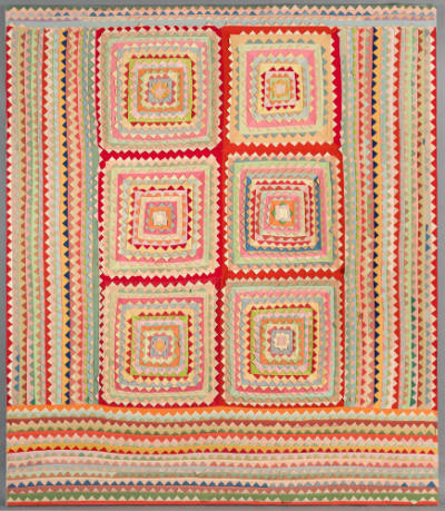 Artist unidentified, “Prairie Point Quilt”, Middletown, NY, 1930 - 1940, Rayon, synthetics, 90 …