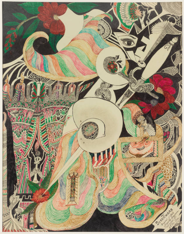 Consuelo (Chelo) González Amézcua, “Scrutinare”, Del Rio, Texas, c. 1970s, Pencil and ballpoint…