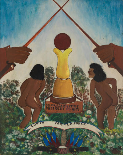 Hector Hyppolite, “Memorial to President Estime”, Port-au-Prince Haiti, 1945 - 1947, Oil on boa…