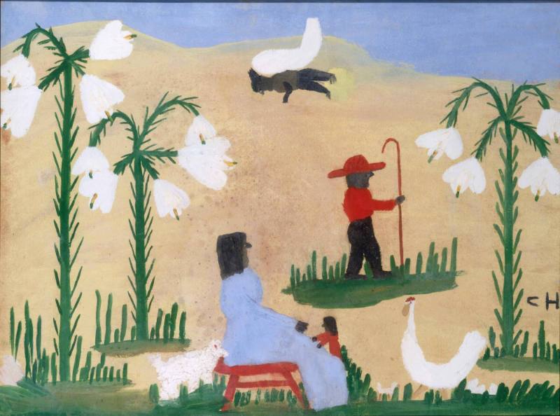 Clementine Hunter, “Mary, Joseph, Baby Jesus, and Butterfly Lilies”, Natchitoches, Louisiana, U…