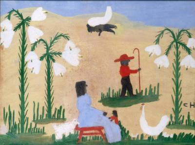 Clementine Hunter, “Mary, Joseph, Baby Jesus, and Butterfly Lilies”, Natchitoches, Louisiana, U…