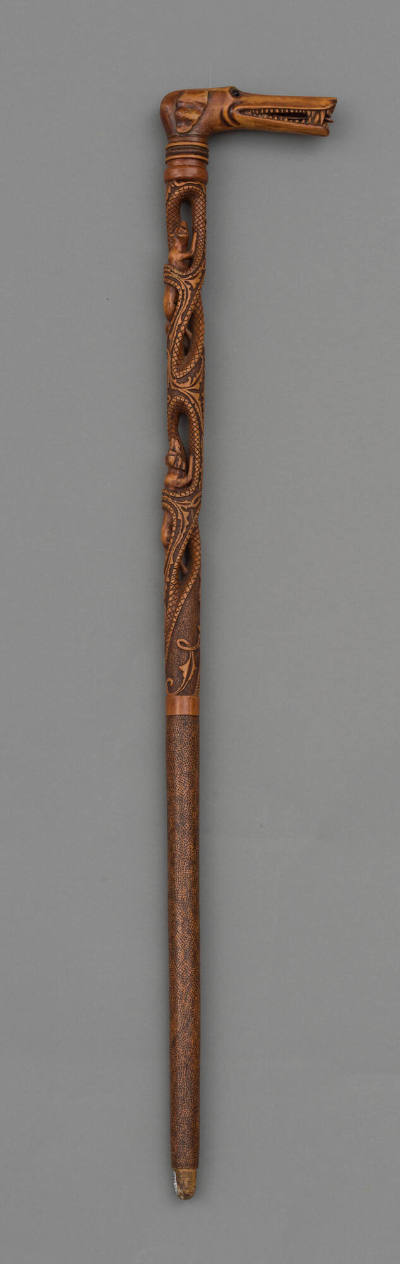 Artist unidentified, “Cane with Dog Handle, Staff with Dog Chasing Racoon or Fox”, United State…