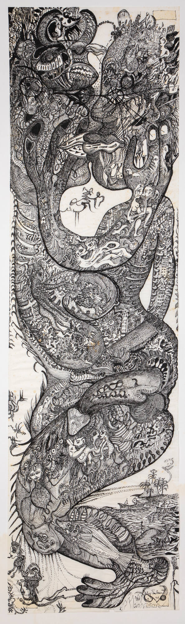 Ody Saban, “Manhattan”, Istanbul, Turkey, 1996, Ink on Chinese paper, glued on cardboard, 53 1/…