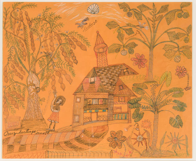 Cruz Santiago, “Untitled”, Bronx, New York, 1962, Colored pencil on paper. Framed with glass, 1…
