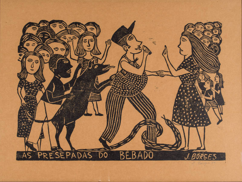 J. Borges, “As Presepadas Do Bebado”, Bezerros, Pernambuco, Brazil, 1989, Woodblock print on pa…