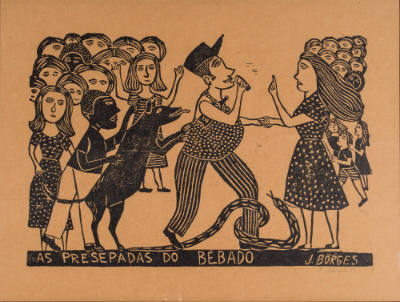 J. Borges, “As Presepadas Do Bebado”, Bezerros, Pernambuco, Brazil, 1989, Woodblock print on pa…