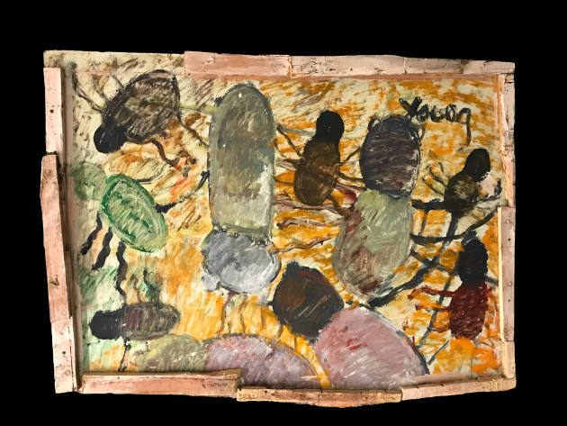 Purvis Young, (1943–2010), “Untitled (Bugs),” Miami, Florida, 1985 - 1999, Paint on found wood,…