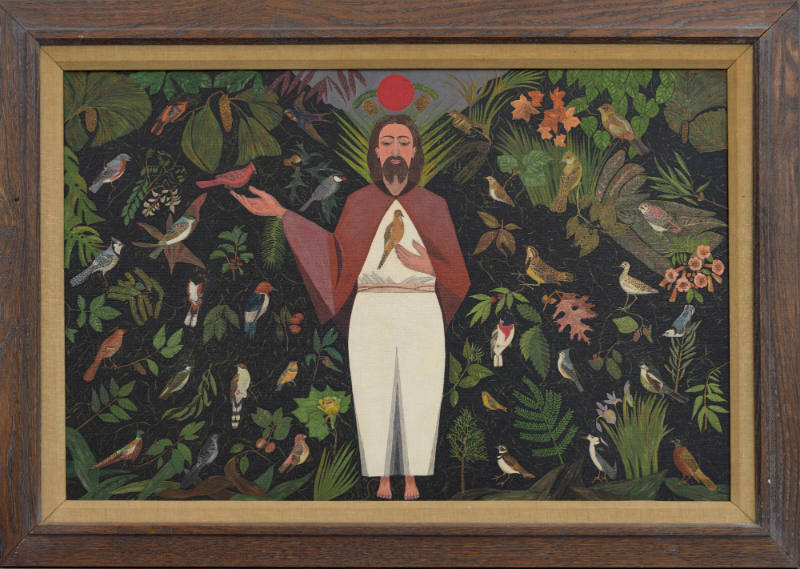 Alexander Bogardy, “Christ and the Birds”, United States, n.d., Oil on board, 36 × 30 in., Coll…