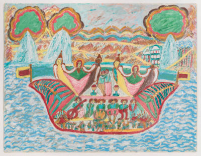 Max Romain, “Boat”, New York, New York, n.d., Mixed media, 17 × 22 in., Collection of the Ameri…
