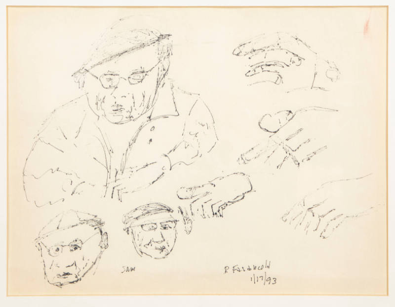 Ralph Fasanella, “Untitled ( study )”, New York City, 1/17/1993, Ink on paper, 11 x 13 in., Col…