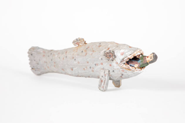 Antoni Mazur, “Jonah and The Whale”, Poland, 2000, Carved and painted wood, 5 × 18 × 3 in., Col…