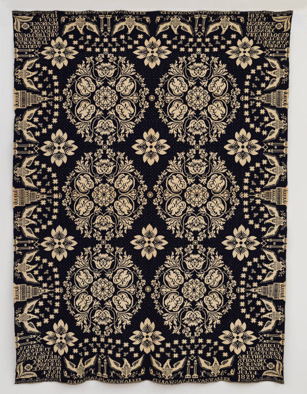 L. L. Walker, “Agriculture and Manufactures Coverle,”  United States, 1829, Wool, Cotton, 98 x …