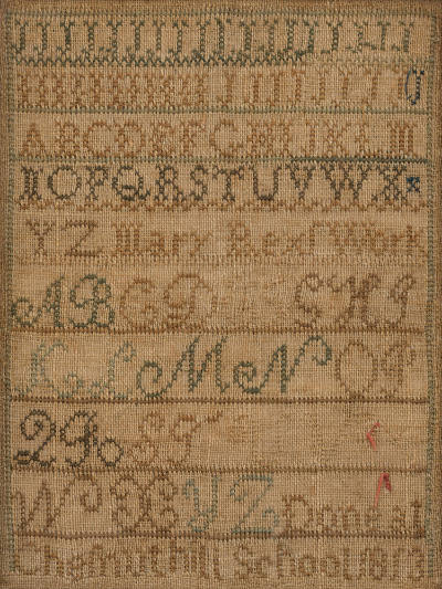 Maria Rex (1804–1887), “Needlework Sampler”, Chestnut Hill School, Schaefferstown, Pennsylvania…