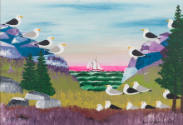 Joseph (Joe) Norris, “Seagulls on Rocks ”, Lower Prospect, Nova Scotia, Canada, 1985, Enamel wi…