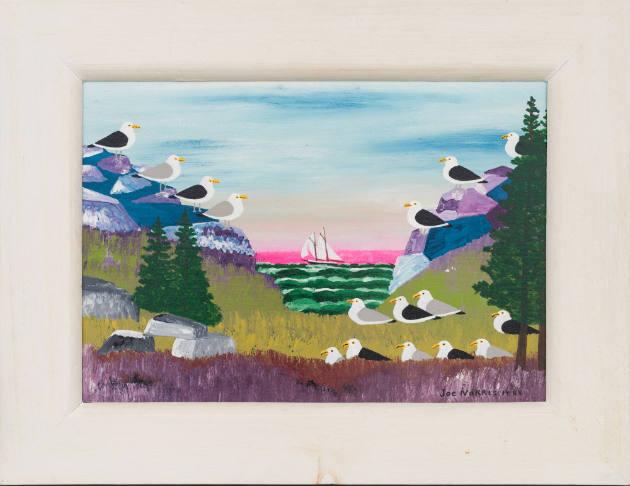 Joseph (Joe) Norris, “Seagulls on Rocks ”, Lower Prospect, Nova Scotia, Canada, 1985, Enamel wi…