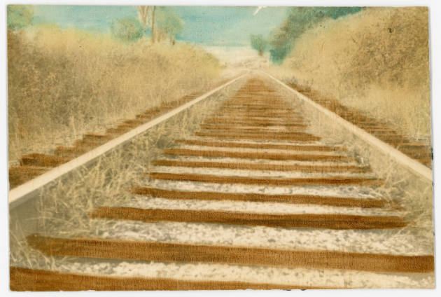 Artist unidentified, “Untitled [Railroad track]”, United States, c. 1916–1960, Hand-tinted phot…