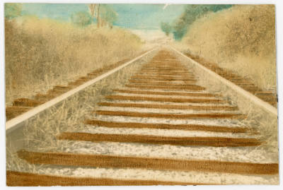 Artist unidentified, “Untitled [Railroad track]”, United States, c. 1916–1960, Hand-tinted phot…