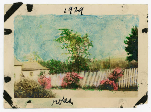 Artist unidentified, “Untitled [Fence, rose bushes, tree, and buildings]”, United States, c. 19…