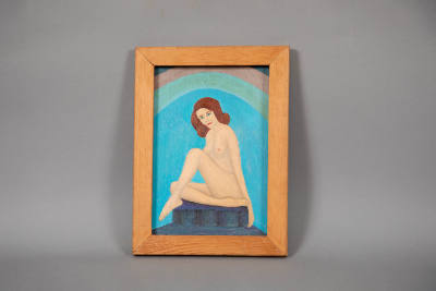  Lawrence Lebduska, “Nude”, New York, 1964, Oil on Masonite, wood frame, glue, 5 3/4 × 4 in., C…