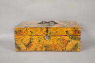 Artist unidentified, “Box”, United States, 1820 - 1840, Painted wood, leather handle, 6 × 16 × …