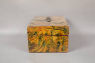 Artist unidentified, “Box”, United States, 1820 - 1840, Painted wood, leather handle, 6 × 16 × …