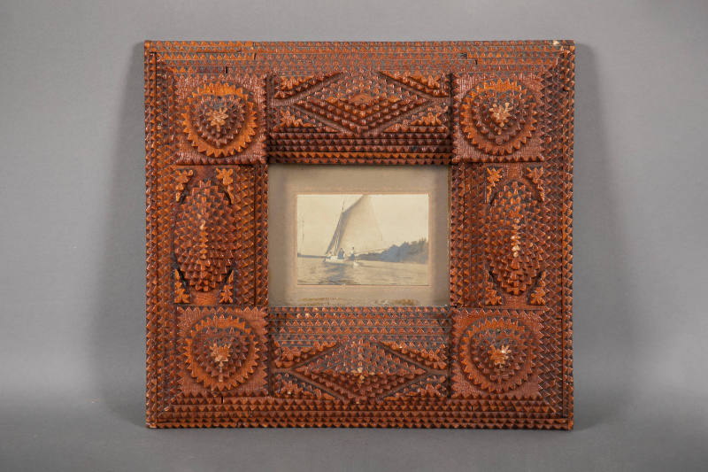 Thomas Walsh Houlroyd, “Tramp Art Frame”, New Brunswick, New Jersey, 1900, Chip carved wood fro…