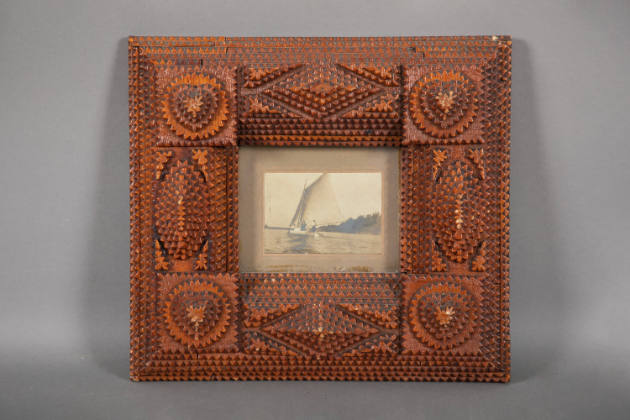 Thomas Walsh Houlroyd, “Tramp Art Frame”, New Brunswick, New Jersey, 1900, Chip carved wood fro…