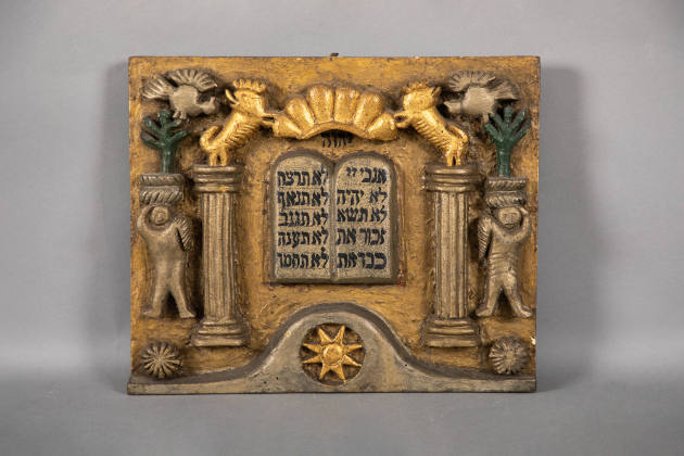 Artist unidentified, “Ten Commandments”, United States, 20th century, Painted wood, 11 1/4 x 13…