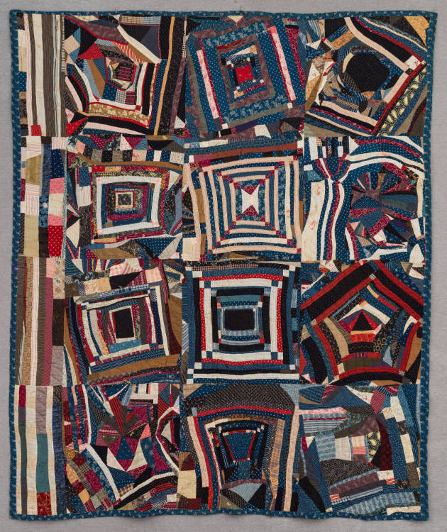 Artist unidentified, “Log Cabin Variation Quilt”, Possibly Georgia, c. 1900, Cotton, 78 x 68 in…