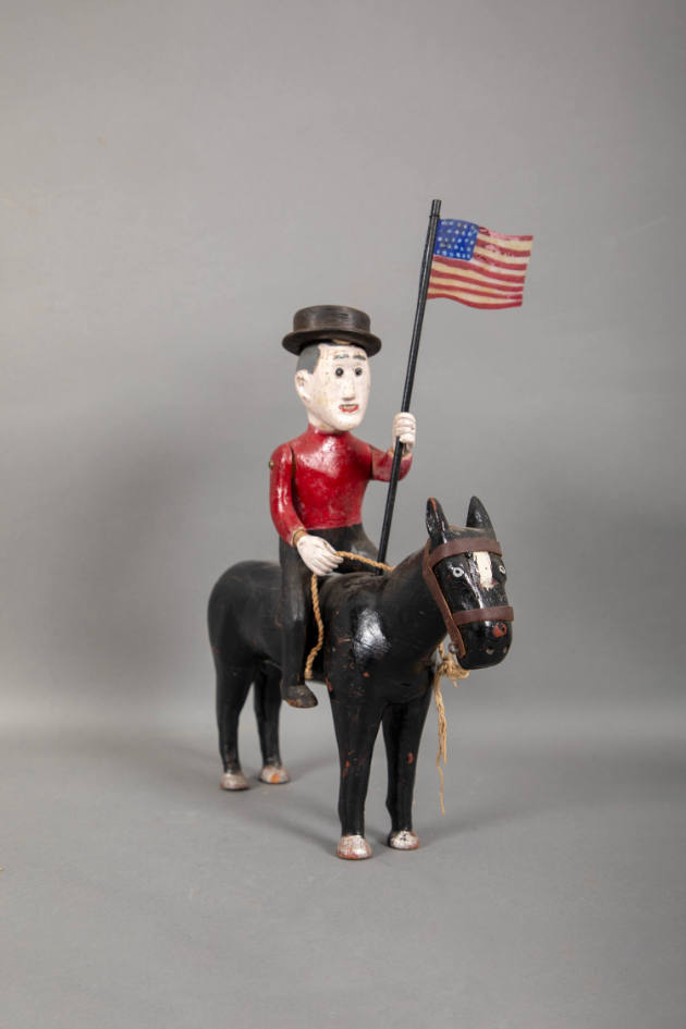 Artist unidentified, “Man in a Hat on Horse with American Flag”, United States, 1900 - 2000, Ca…